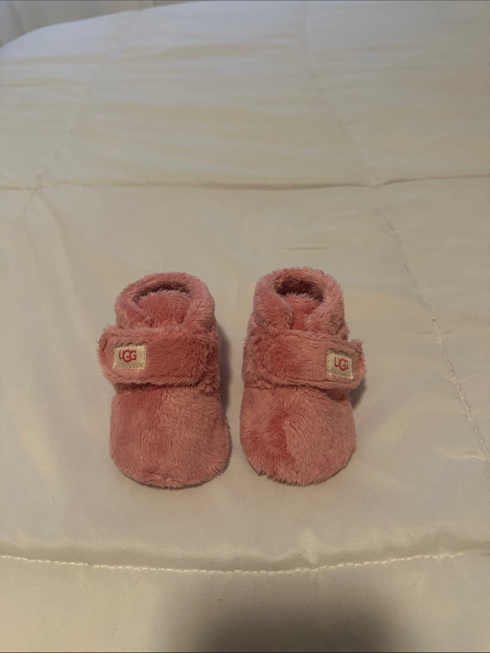 UGG Pink Plush Baby Walkers with Hook-and-Loop Strap